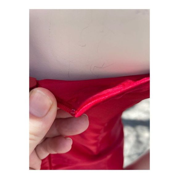 Vintage 90s Jessica McClintock for Gunne Sax Strapless Formal Maxi Dress Red Bea - Picture 8 of 16